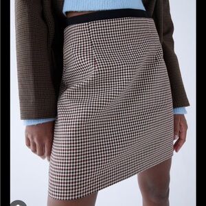 Zara Houndstooth High Waisted Skirt
